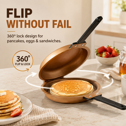 🍳 Master Breakfasts in Minutes: Non-Stick Double-Sided Flip Pan