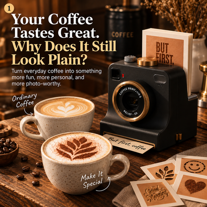 Mechanical Latte Art Camera – Press the Shutter & Create Café-Style Coffee Art☕️