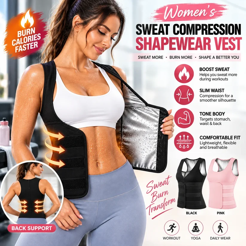 Women's Sweat Compression Shapewear Vest With Sculpting Fit
