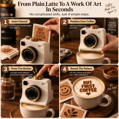 Mechanical Latte Art Camera – Press the Shutter & Create Café-Style Coffee Art☕️