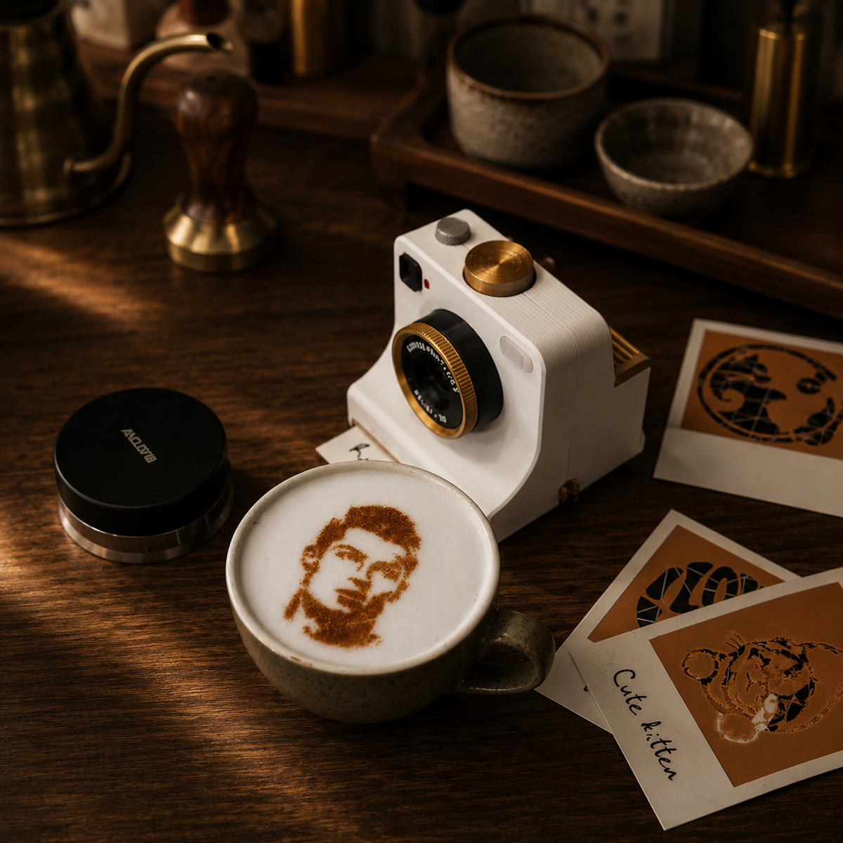 Mechanical Latte Art Camera – Press the Shutter & Create Café-Style Coffee Art☕️